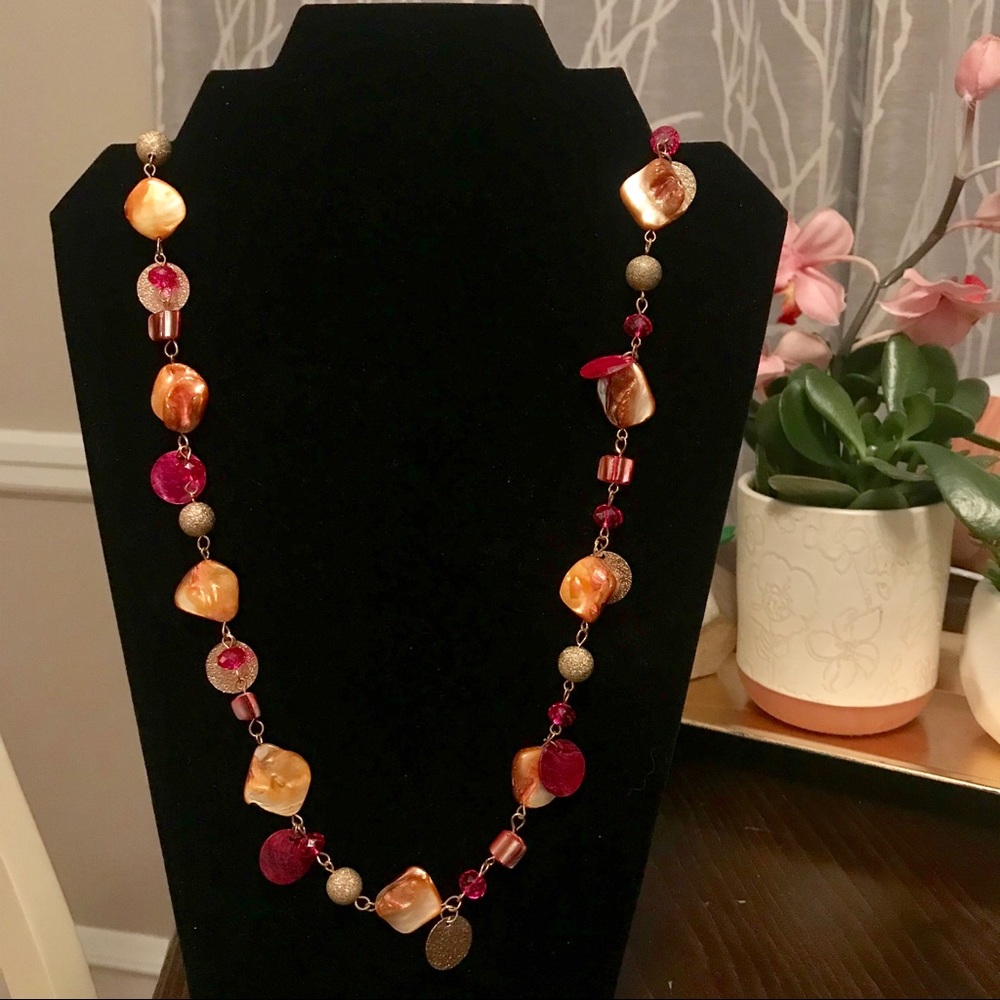 Pink, Gold and orange necklace